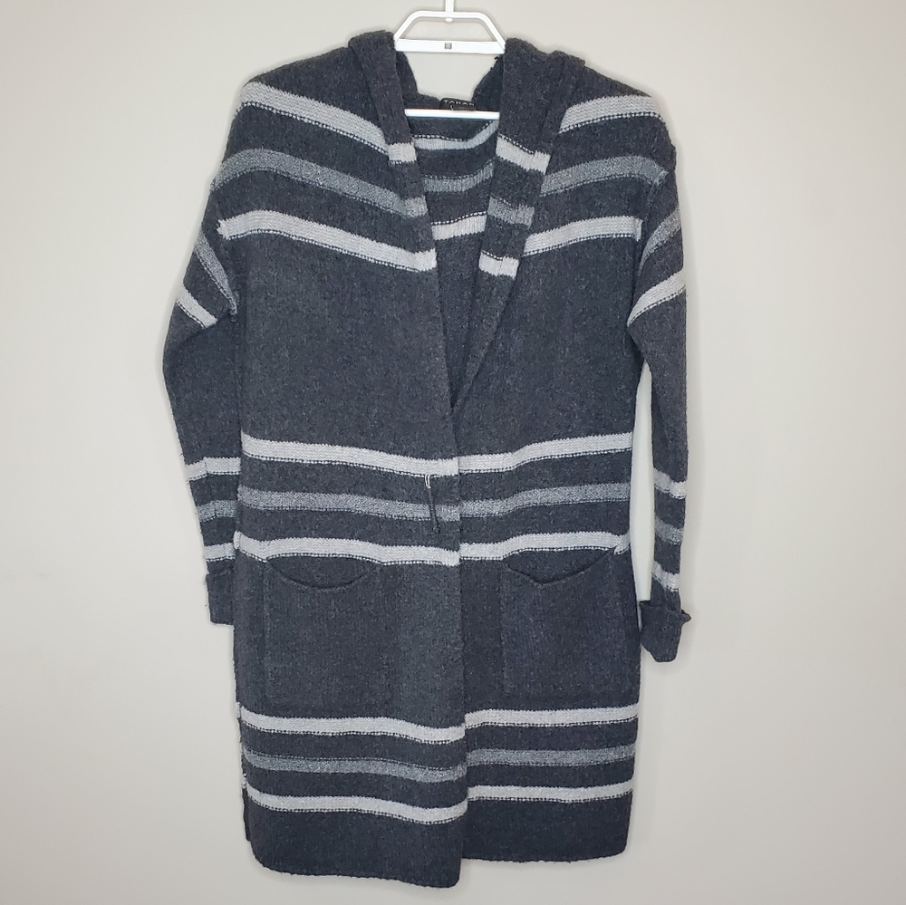 Tahari Duster Cardigan Hooded Medium Wool Blend
